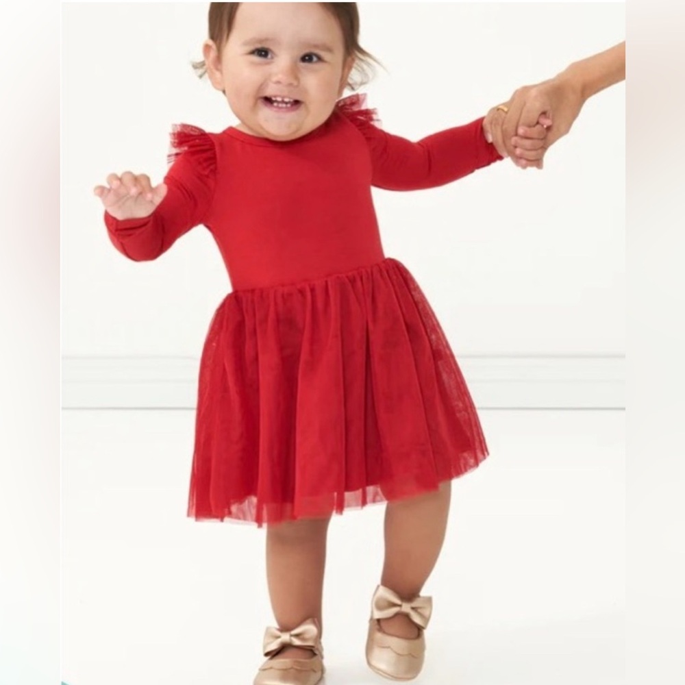 Little Sleepies Holiday Red Flutter Tutu Dress w/Bloomer - 3-6 months